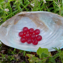 Glas, Kugelperle, rot, matt